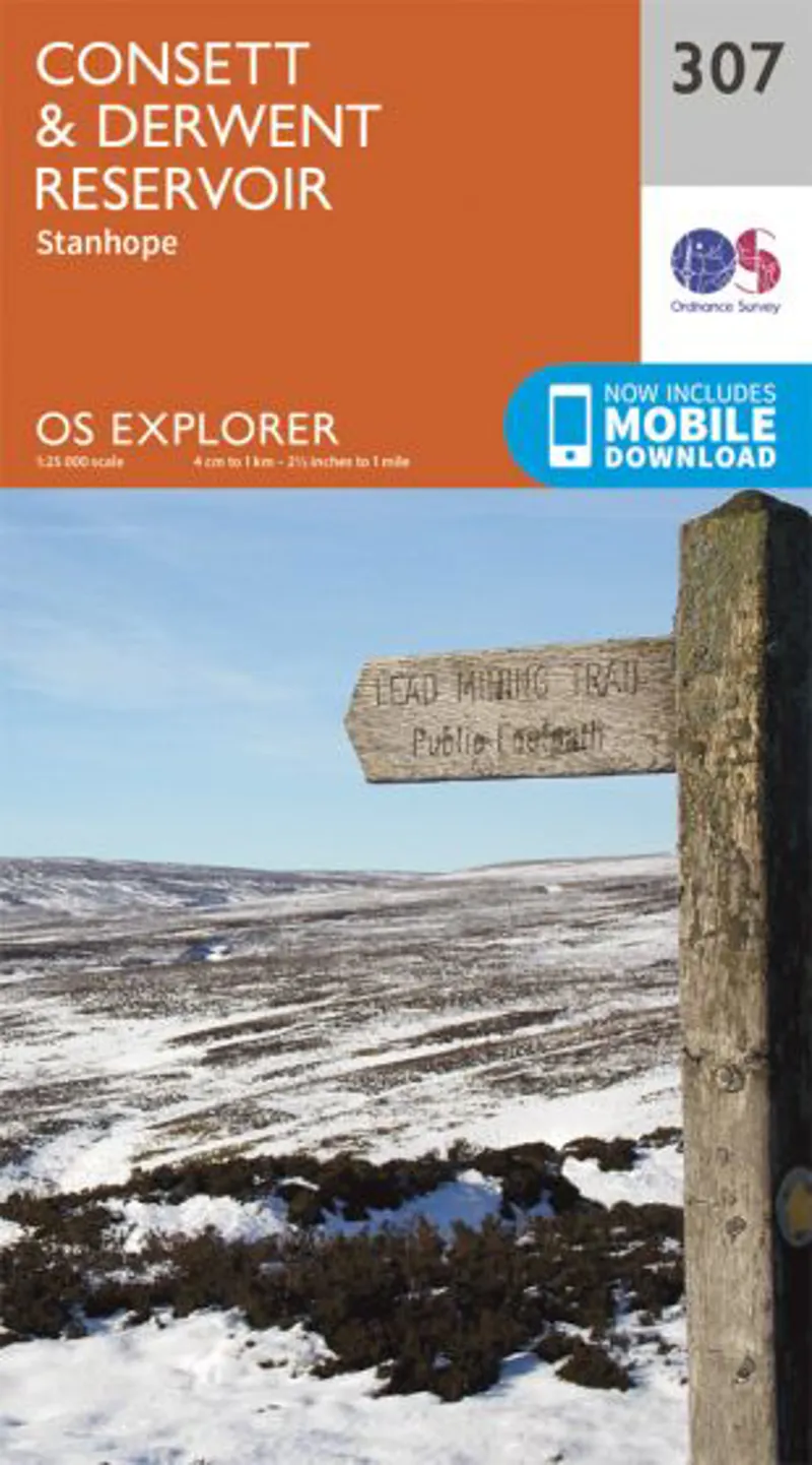 OS Explorer Map 307 - Consett and Derwent Reservoir